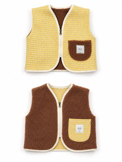 Bita Vest Reversible Café/Amarillo - Bita Tinywear