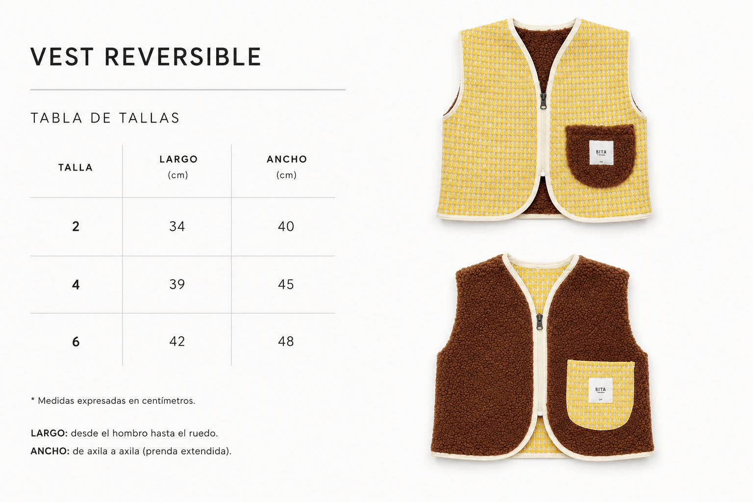 Bita Vest Reversible Café/Amarillo - Bita Tinywear