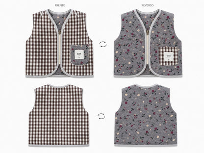 Bita Vest Reversible Vichy/Flor - Bita Tinywear