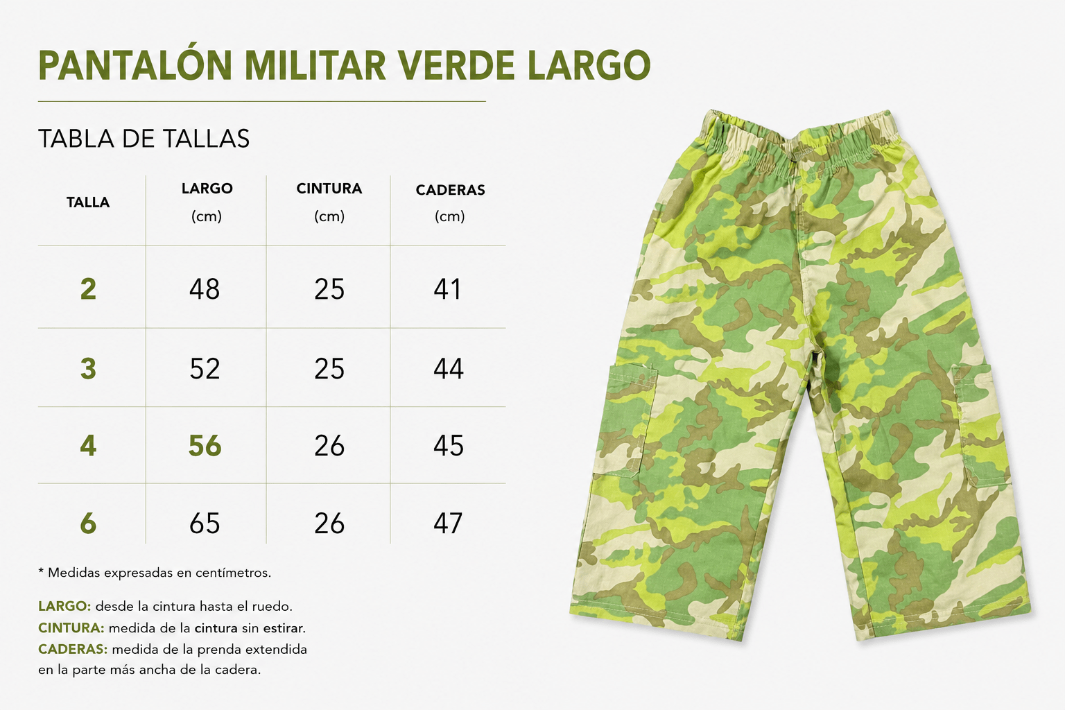 Pantalon Militar Verde - Bita Tinywear
