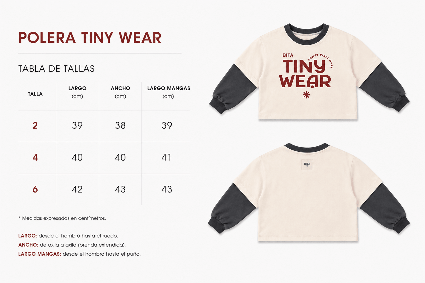 Tiny Wear doble manga - Bita Tinywear